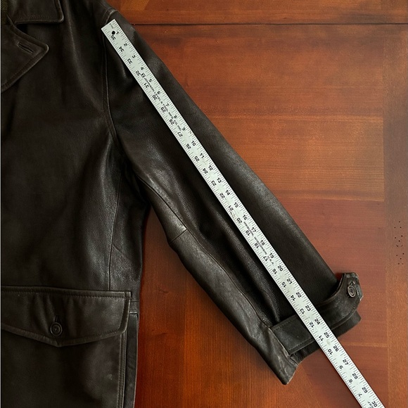 Vintage Banana Republic 3/4 Length Brown Leather Coat - Picture 8 of 16